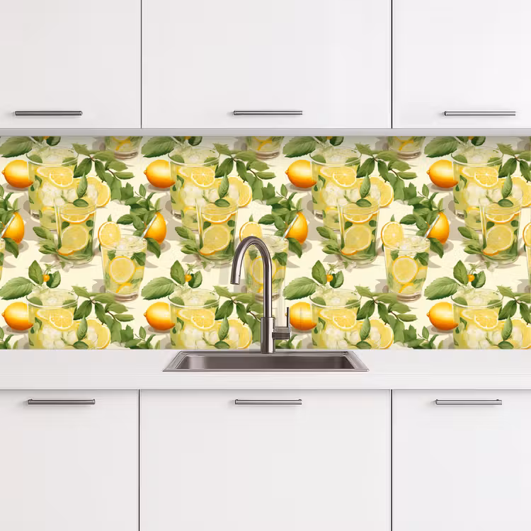Citroen - Drankje - Glas - Munt keuken achterwand 2 middel 871 -3d