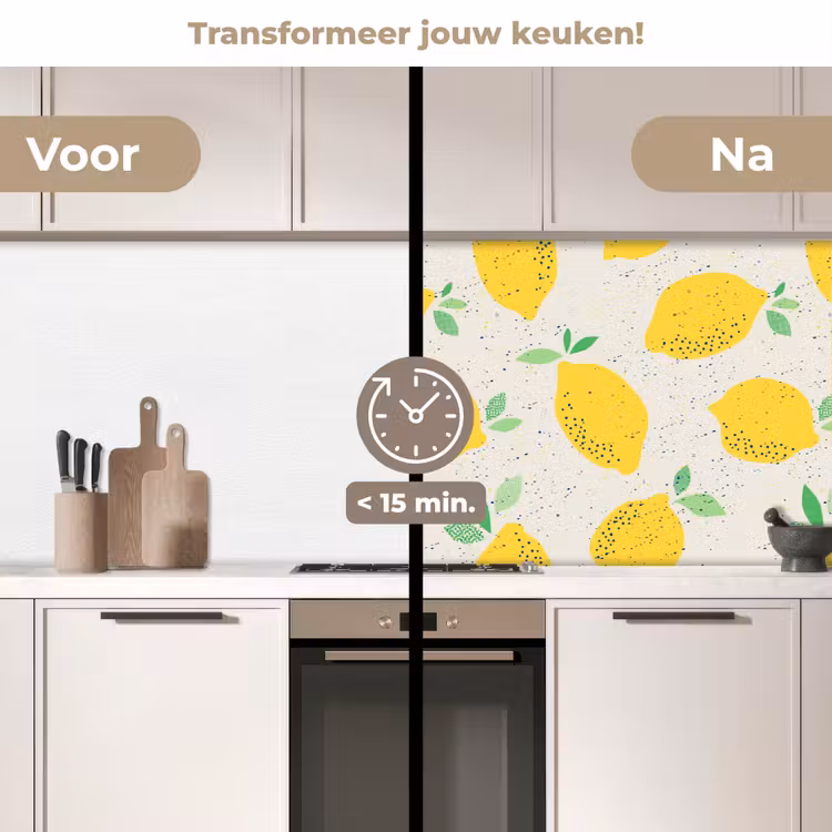 Citroen - Fruit - Vintage - Design keuken achterwand 2 middel 871 -voor-na2_NL