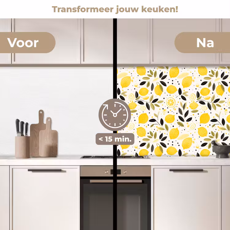 Citroenen - Geel - Wit - Stippen keuken achterwand 2 middel 871 -voor-na2_NL