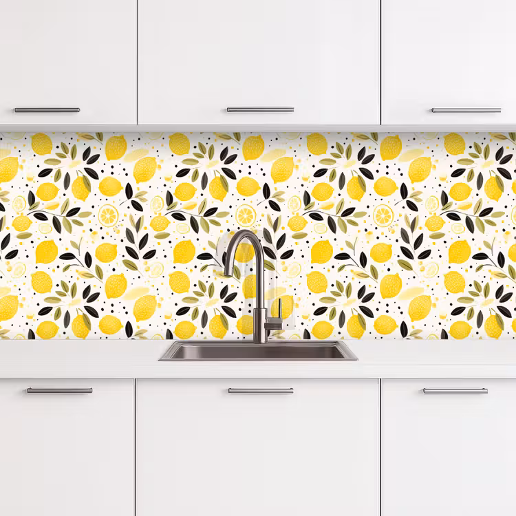 Citroenen - Geel - Wit - Stippen keuken achterwand 2 middel 871 -3d