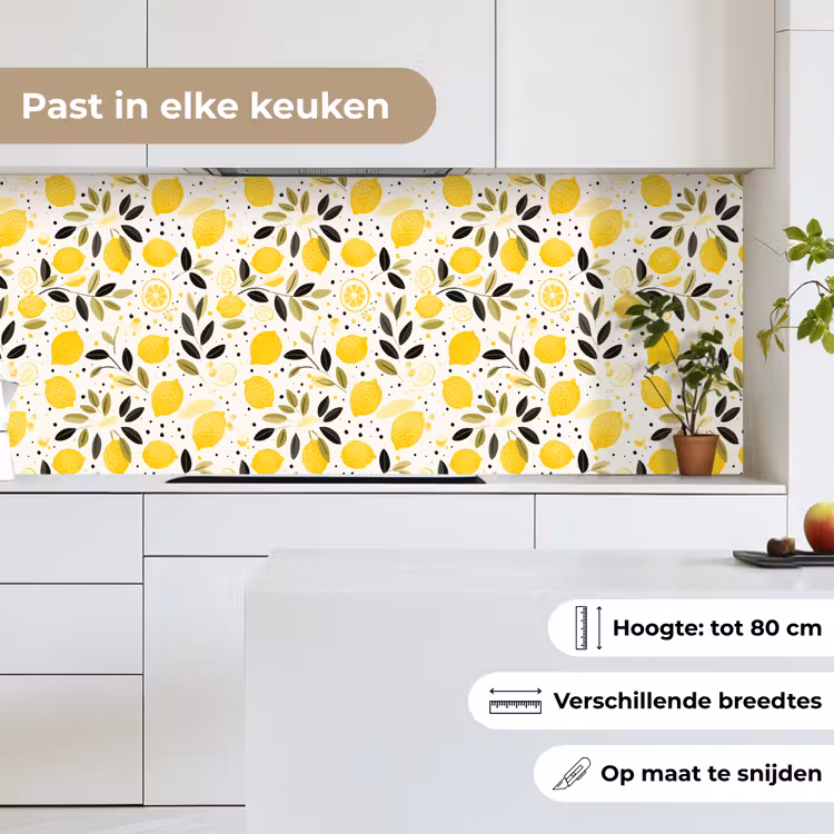 Citroenen - Geel - Wit - Stippen keuken achterwand 2 middel 871 -sfeer4_NL