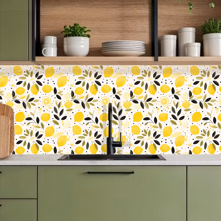 Citroenen - Geel - Wit - Stippen keuken achterwand 2 middel 871 -sfeer3