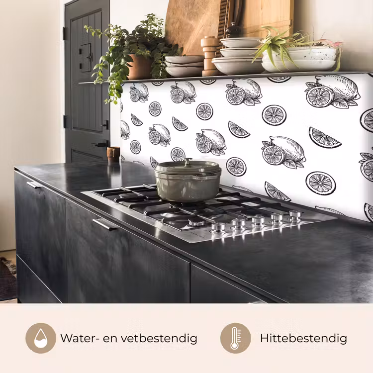 Citroenen - Zwart - Wit - Patroon keuken achterwand 2 middel -usp_NL
