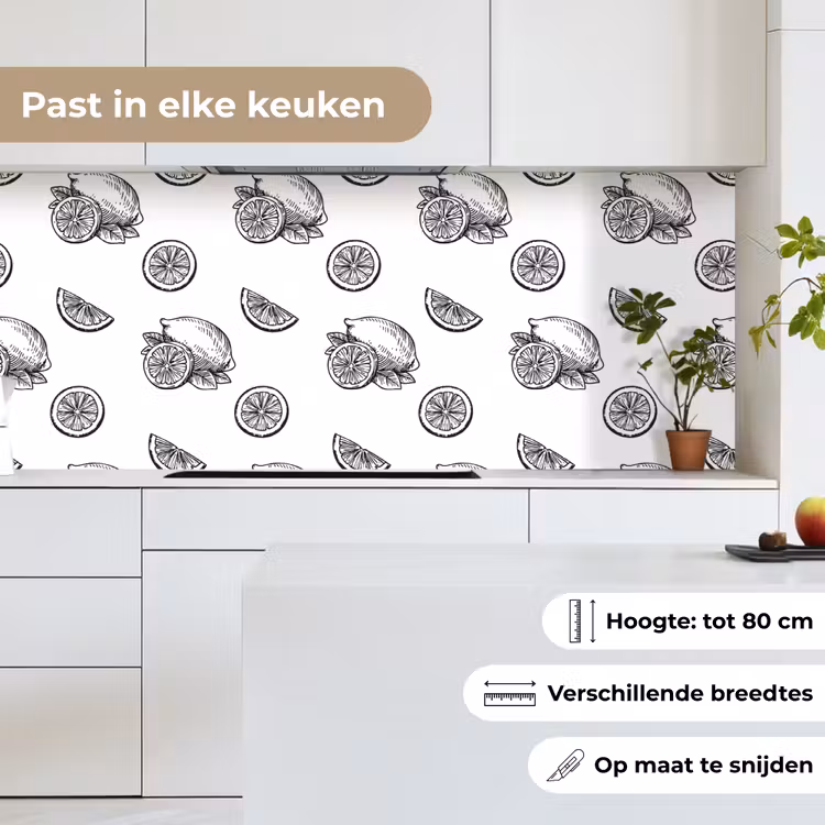 Citroenen - Zwart - Wit - Patroon keuken achterwand 2 middel -sfeer4_NL