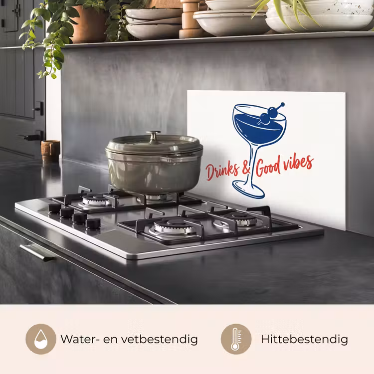 Cocktail - Glas - Illustratie - Blauw - Wit keuken achterwand spatscherm klein -usp_NL
