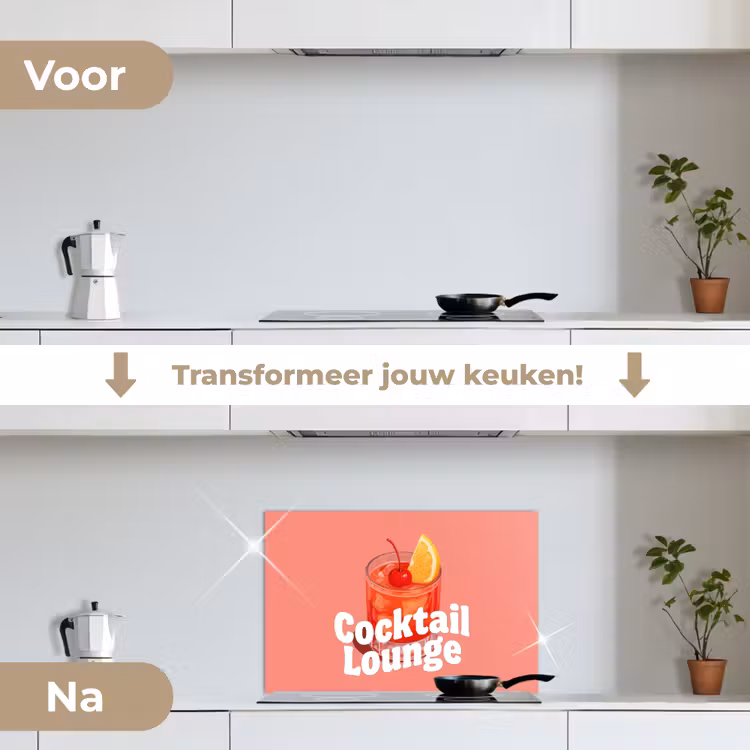 Cocktail Lounge - Glas - Koraal keuken achterwand spatscherm klein -voor_na_NL