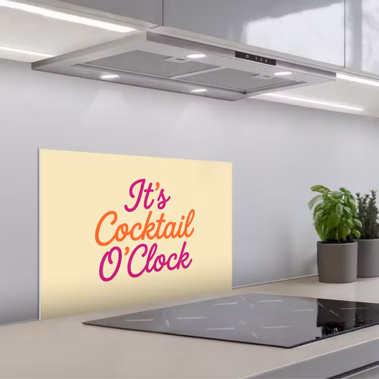 Cocktail O'Clock - Geel - Retro keuken achterwand spatscherm klein -3d_schuin