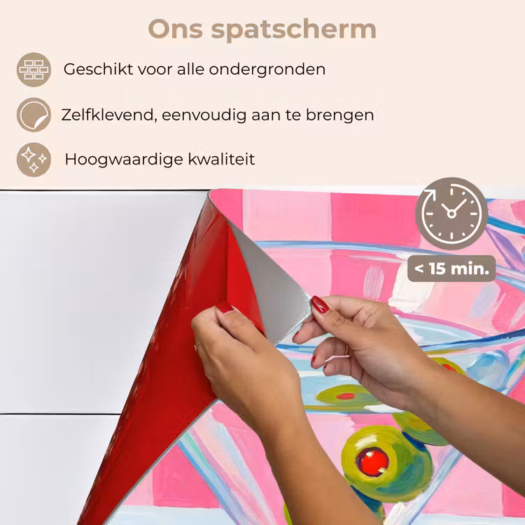 Cocktail - Olijven - Kunst - Modern - Roze keuken achterwand spatscherm klein -spatscherm_NL