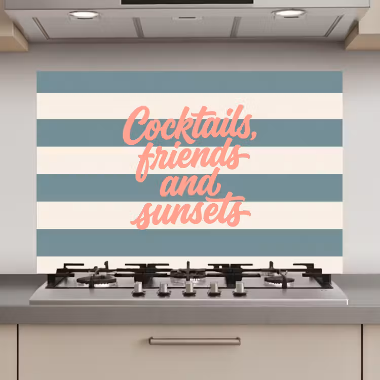 Cocktails - Strepen - Blauw - Koraal keuken achterwand spatscherm klein -3d_website