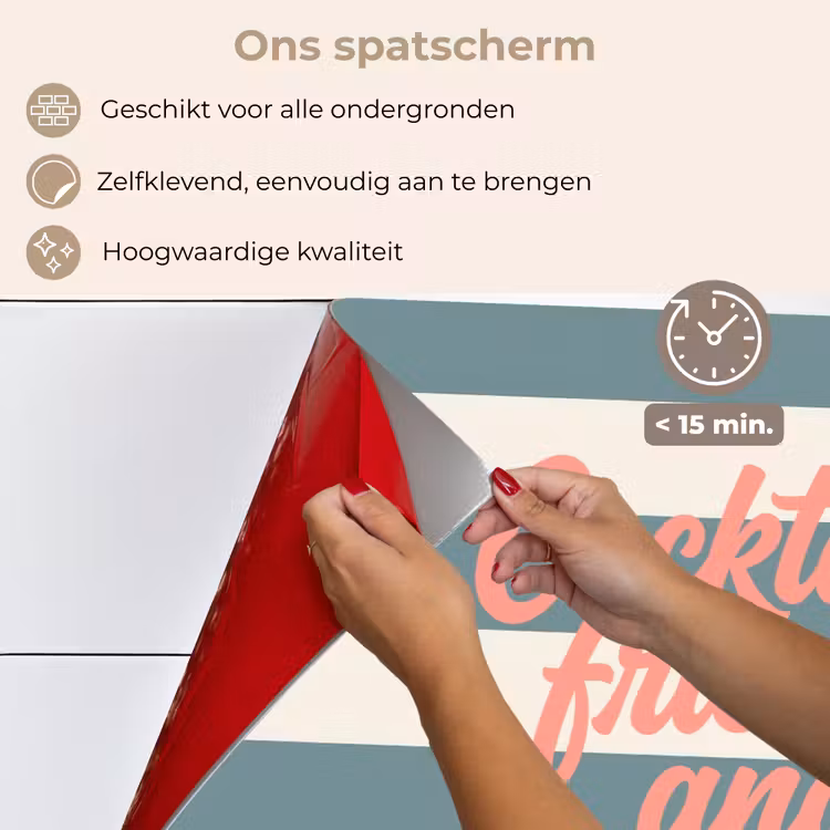 Cocktails - Strepen - Blauw - Koraal keuken achterwand spatscherm klein -spatscherm_NL