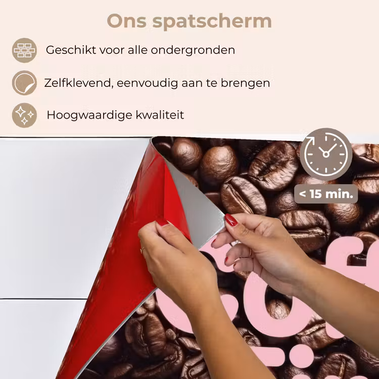 Coffee First - Koffiebonen - Roze keuken achterwand spatscherm klein -spatscherm_NL
