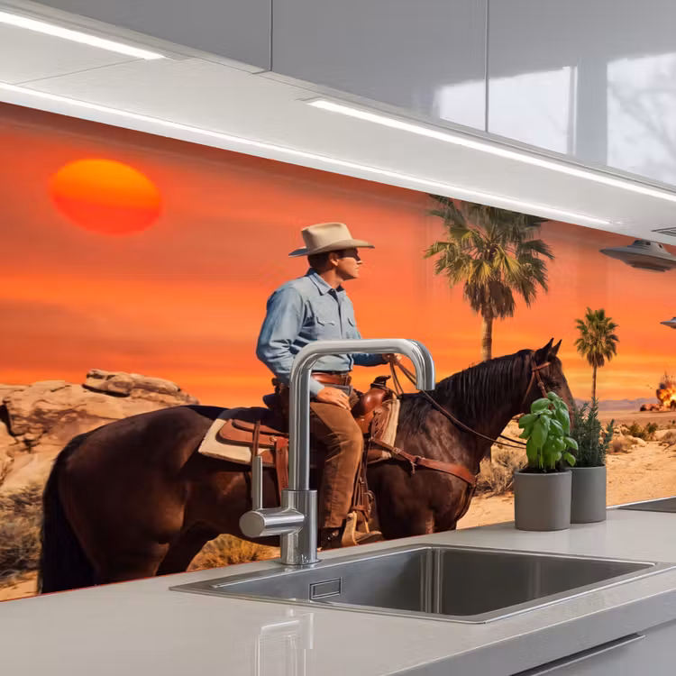 Keuken achterwand - Cowboy - Paard - Woestijn - Cowboy - Paard - Woestijn keuken achterwand 2 middel