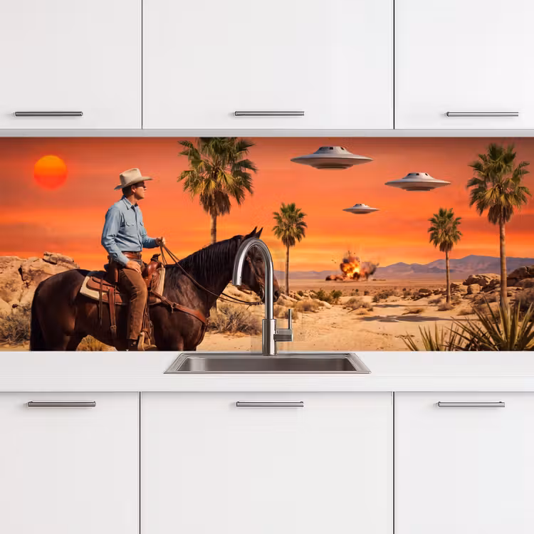 Keuken achterwand - Cowboy - Paard - Woestijn - Cowboy - Paard - Woestijn keuken achterwand 2 middel