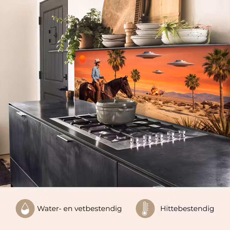 Keuken achterwand - Cowboy - Paard - Woestijn - Cowboy - Paard - Woestijn keuken achterwand 2 middel