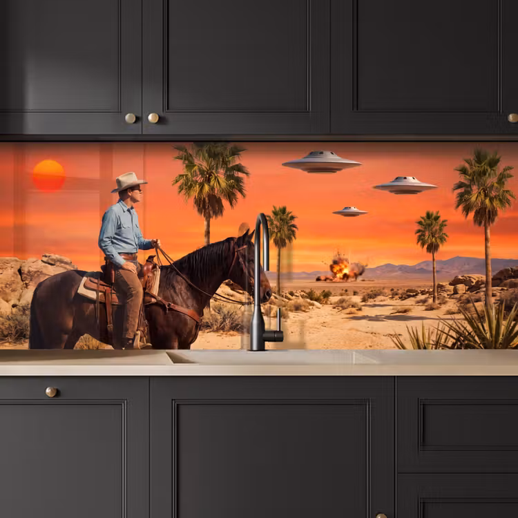 Keuken achterwand - Cowboy - Paard - Woestijn - Cowboy - Paard - Woestijn keuken achterwand 2 middel