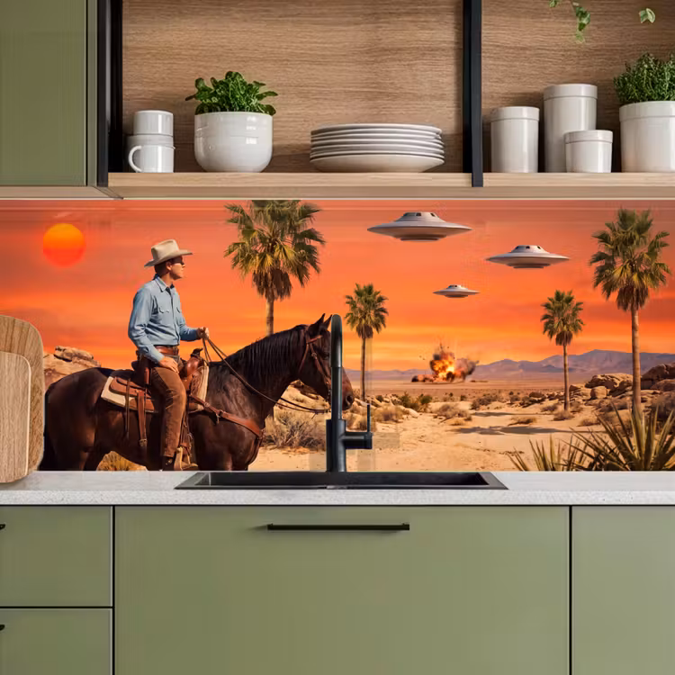 Keuken achterwand - Cowboy - Paard - Woestijn - Cowboy - Paard - Woestijn keuken achterwand 2 middel