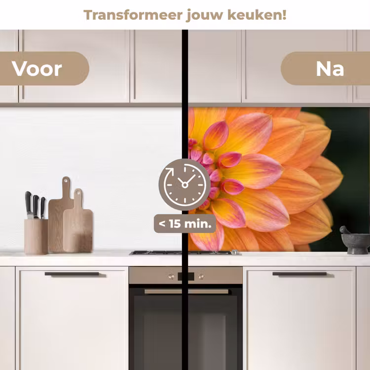 Dahlia - Bloem - Oranje keuken achterwand 2 middel -voor-na2_NL