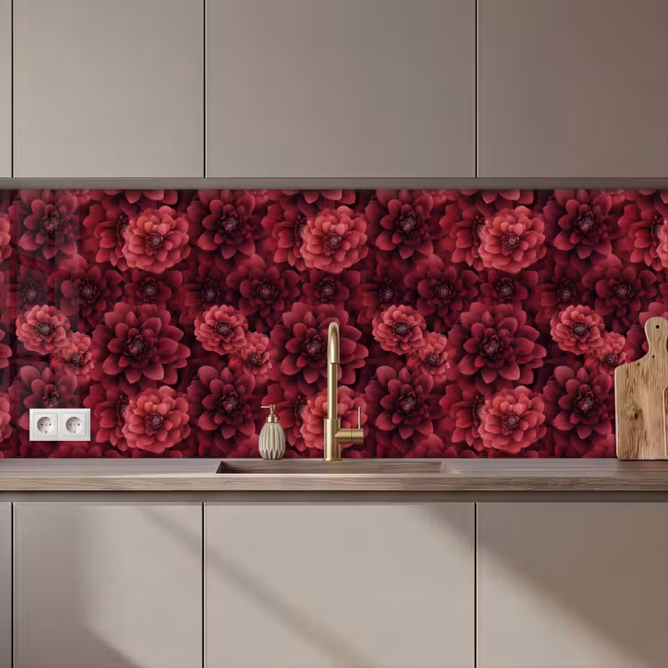 Dahlias - Bloemen - Rood keuken achterwand 2 middel 871 zz_3dshopping