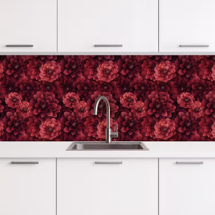Dahlias - Bloemen - Rood keuken achterwand 2 middel 871 -3d