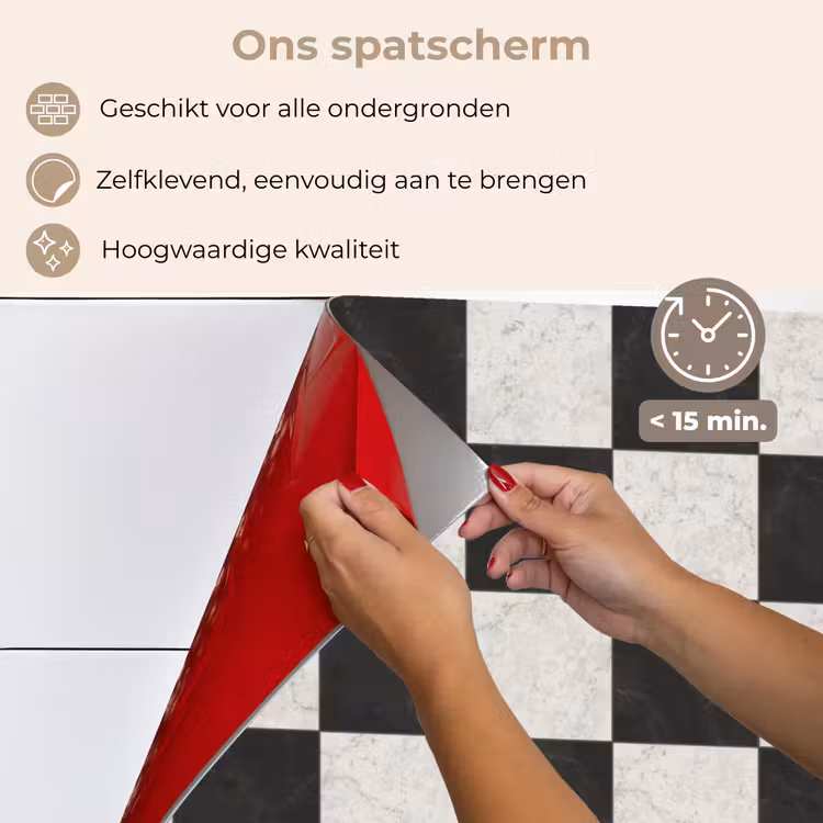 Dambord - Marmer - Zwart - Wit keuken achterwand spatscherm klein 900 -spatscherm_NL