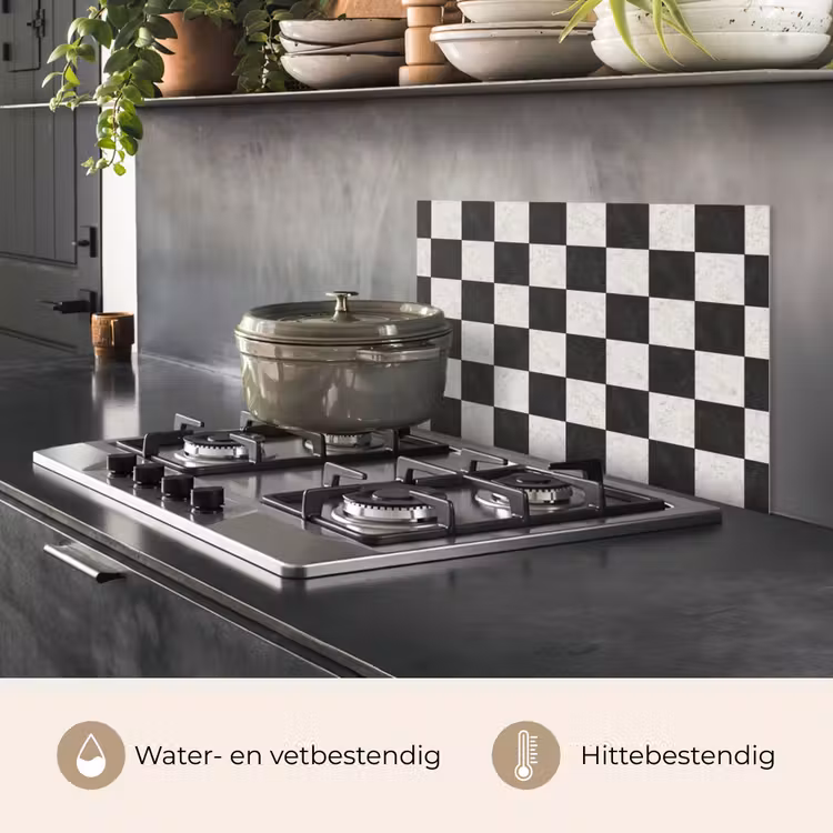 Dambord - Marmer - Zwart - Wit keuken achterwand spatscherm klein 900 -usp_NL