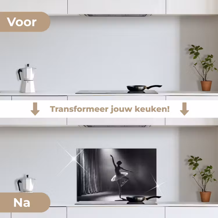 Danser - Podium - Zwart-wit - Kunst - Klassiek keuken achterwand spatscherm klein -voor_na_NL