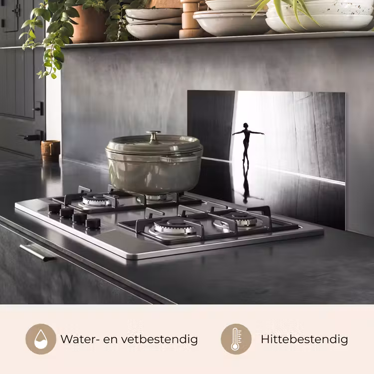Danser - Silhouette - Kunst - Modern - Zwart-wit keuken achterwand spatscherm klein -usp_NL