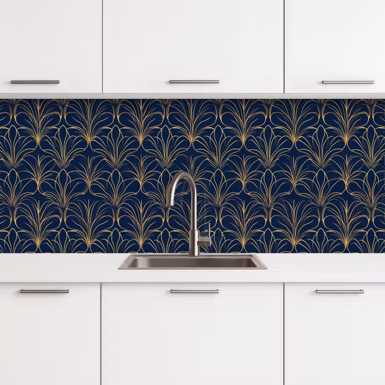 Deco - Waaier - Blauw keuken achterwand 2 middel 871 -3d