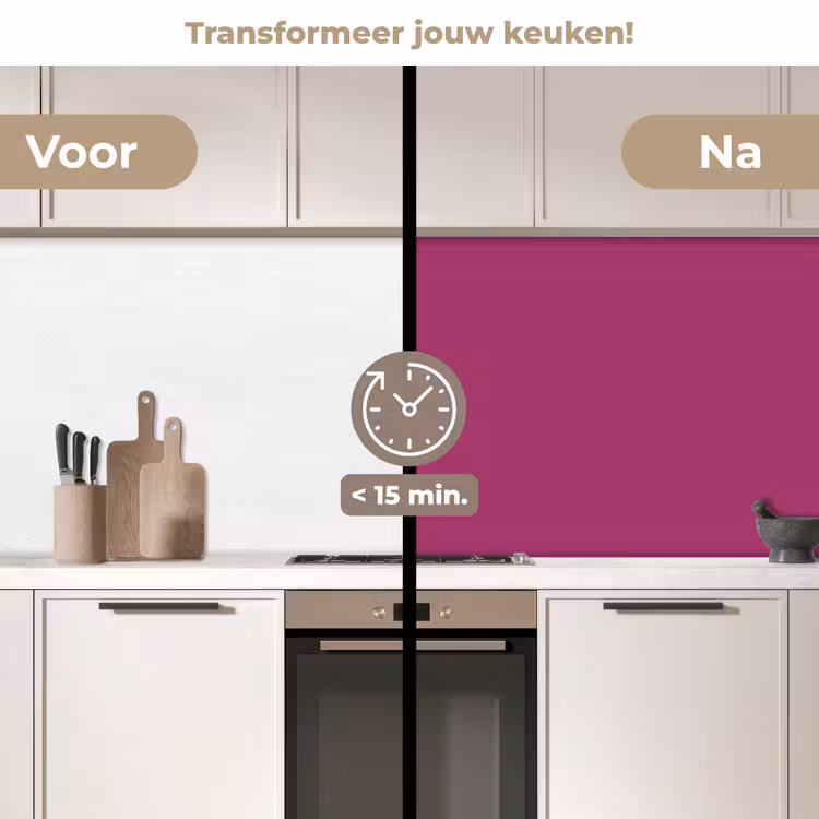 Deep - Magenta - Paars keuken achterwand 2 middel 871 -voor-na2_NL