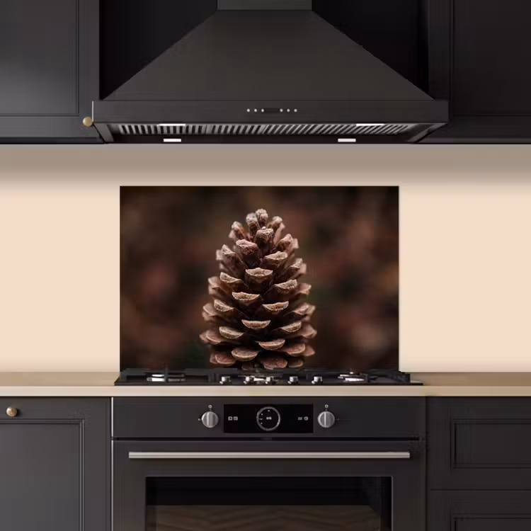 Dennenappel - Bos - Herfst - Bruin - Sfeervol keuken achterwand 2 middel -3d_schuin