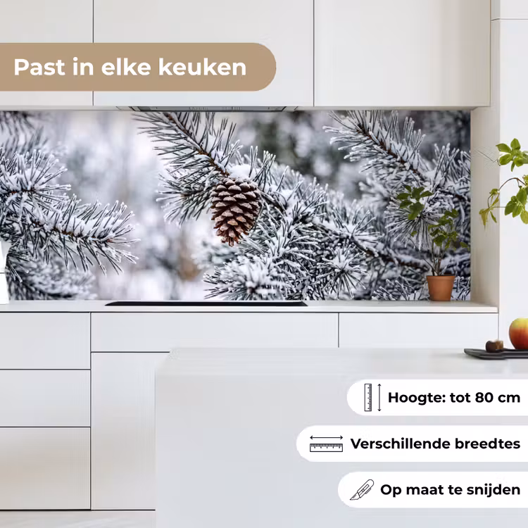 Dennenappel - Tak - Sneeuw - Winter - Sfeervol keuken achterwand 2 middel -sfeer4_NL