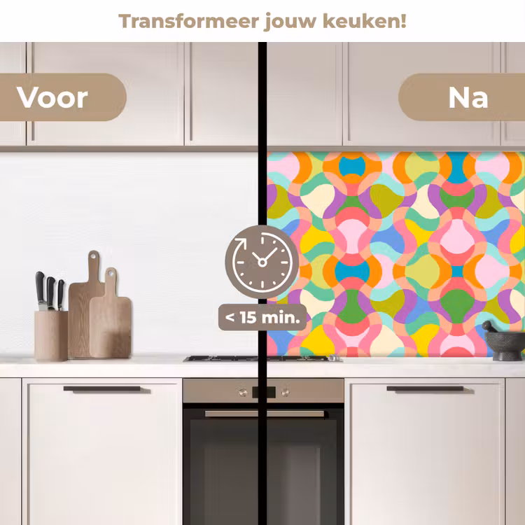 Design - Abstract - Kleuren - Retro keuken achterwand 2 middel 871 -voor-na2_NL