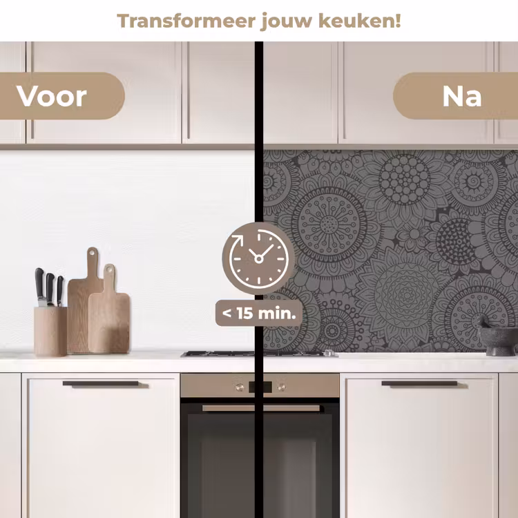 Design - Bohemian - Zonnebloem keuken achterwand 2 middel 871 -voor-na2_NL