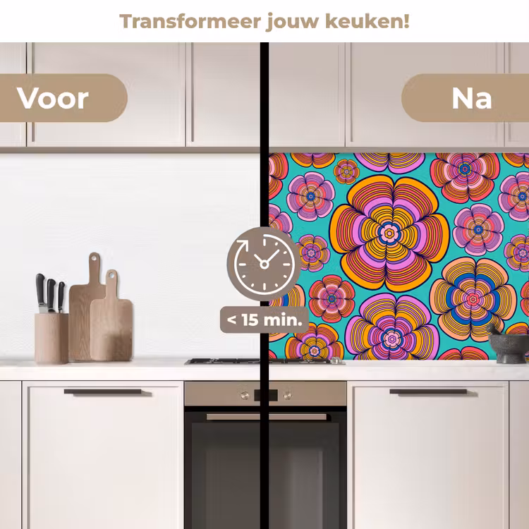 Design - Flower Power - Kleuren keuken achterwand 2 middel 871 -voor-na2_NL