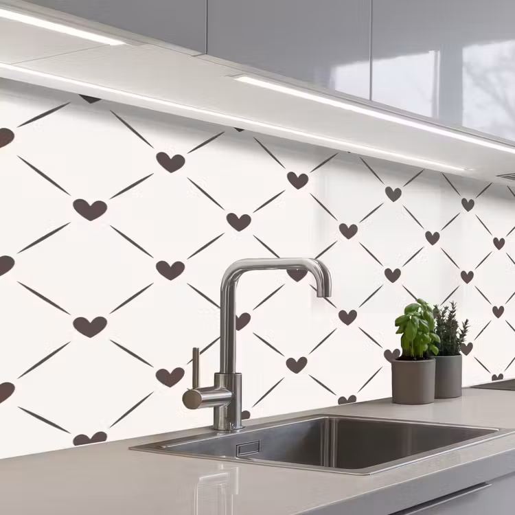 Design - Geometrie - Patroon - Hart keuken achterwand 2 middel 871 -3d_schuin