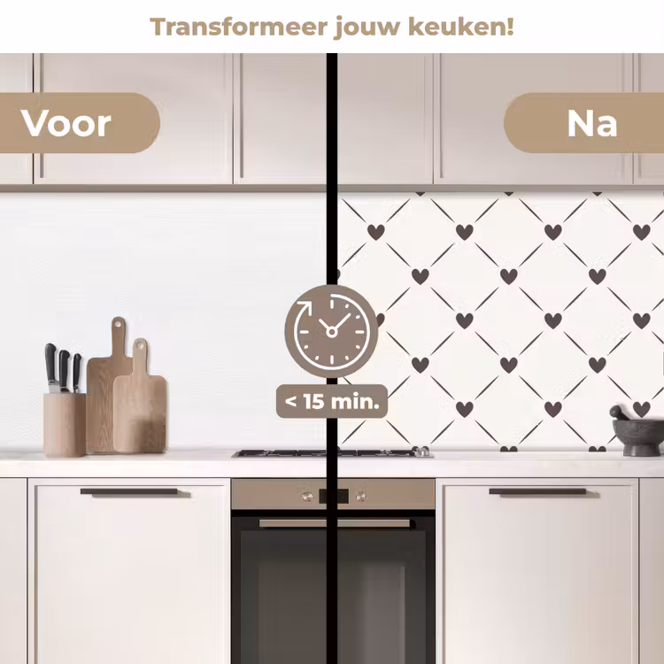 Design - Geometrie - Patroon - Hart keuken achterwand 2 middel 871 -voor-na2_NL