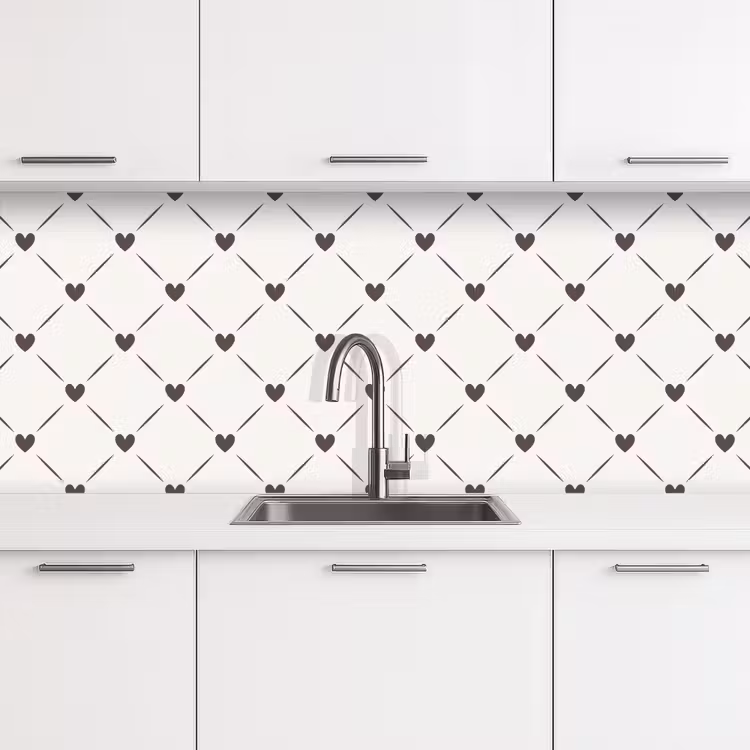 Design - Geometrie - Patroon - Hart keuken achterwand 2 middel 871 -3d