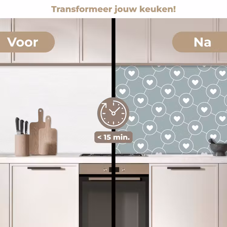 Design - Geometrie - Patroon - Hart keuken achterwand 2 middel 871 -voor-na2_NL