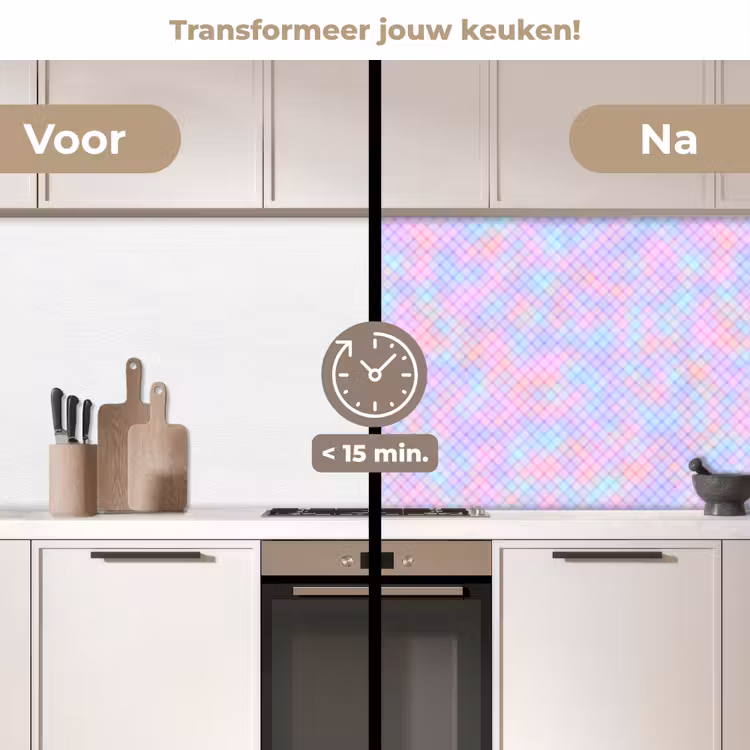 Design - Geometrie - Roze keuken achterwand 2 middel 871 -voor-na2_NL