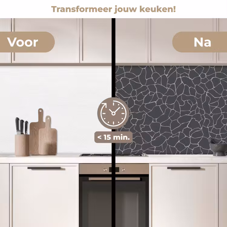 Design - Geometrie - Zwart keuken achterwand 2 middel 871 -voor-na2_NL