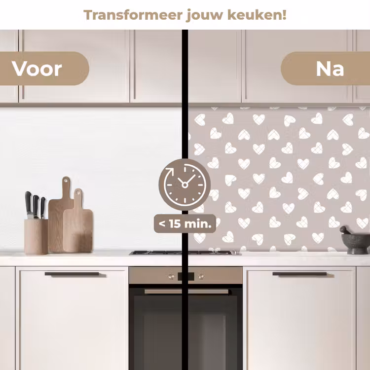 Design - Lijn - Patroon - Hart - Grijs keuken achterwand 2 middel 871 -voor-na2_NL