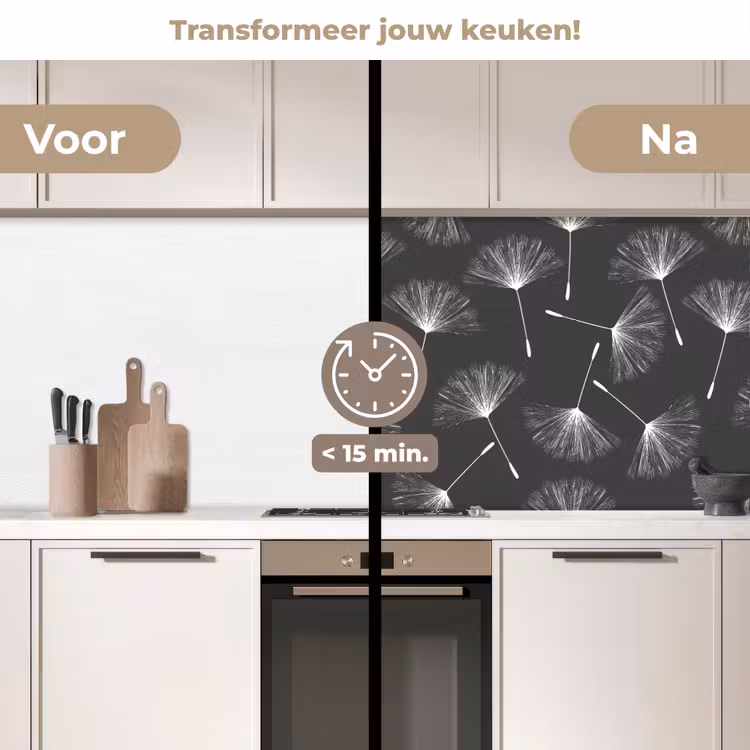 Design - Paardenbloem - Plant keuken achterwand 2 middel 871 -voor-na2_NL