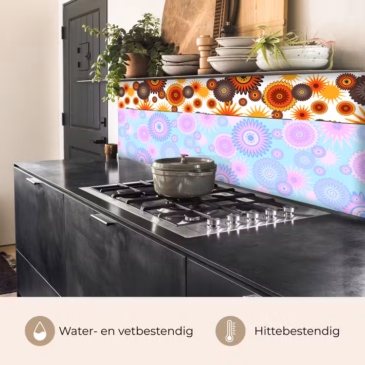 Design - Retro - Oranje - Bloemen keuken achterwand 2 middel 871 -usp_NL