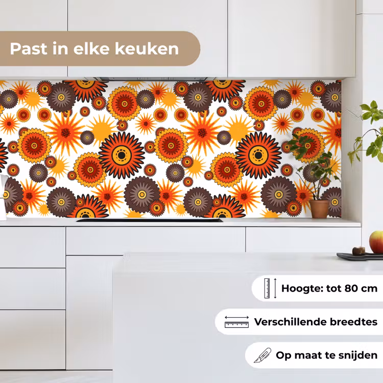 Design - Retro - Oranje - Bloemen keuken achterwand 2 middel 871 -sfeer4_NL