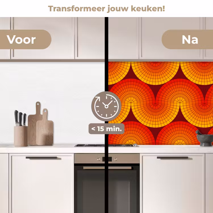 Design - Retro - Rood - Abstract keuken achterwand 2 middel 871 -voor-na2_NL