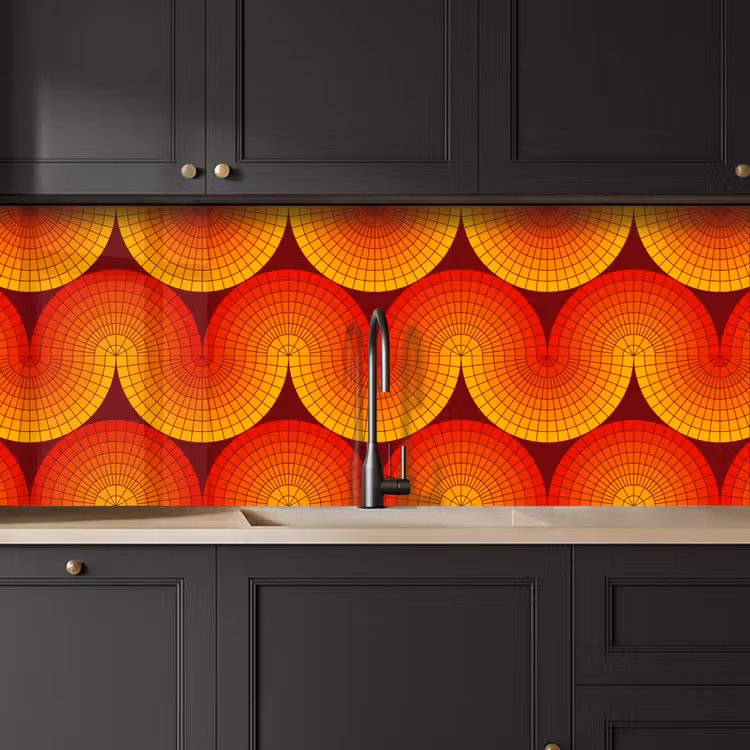 Design - Retro - Rood - Abstract keuken achterwand 2 middel 871 -sfeer1