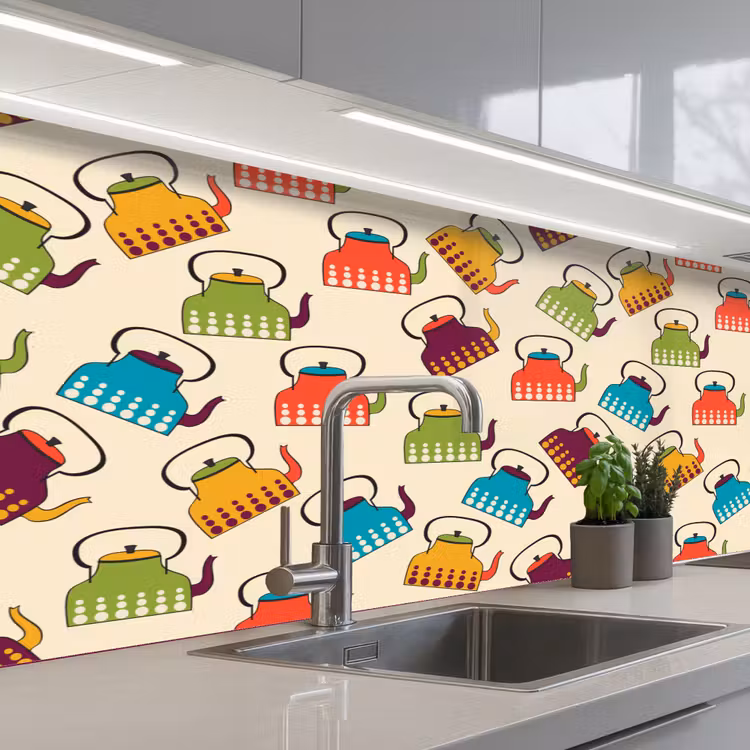 Design - Retro - Theepot - Kleuren keuken achterwand 2 middel 871 -3d_schuin