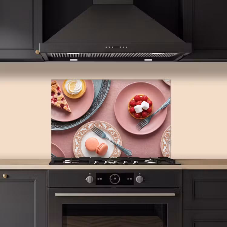 Dessert - Taart - Gebak - Zoet - Roze keuken achterwand spatscherm klein -sfeer1
