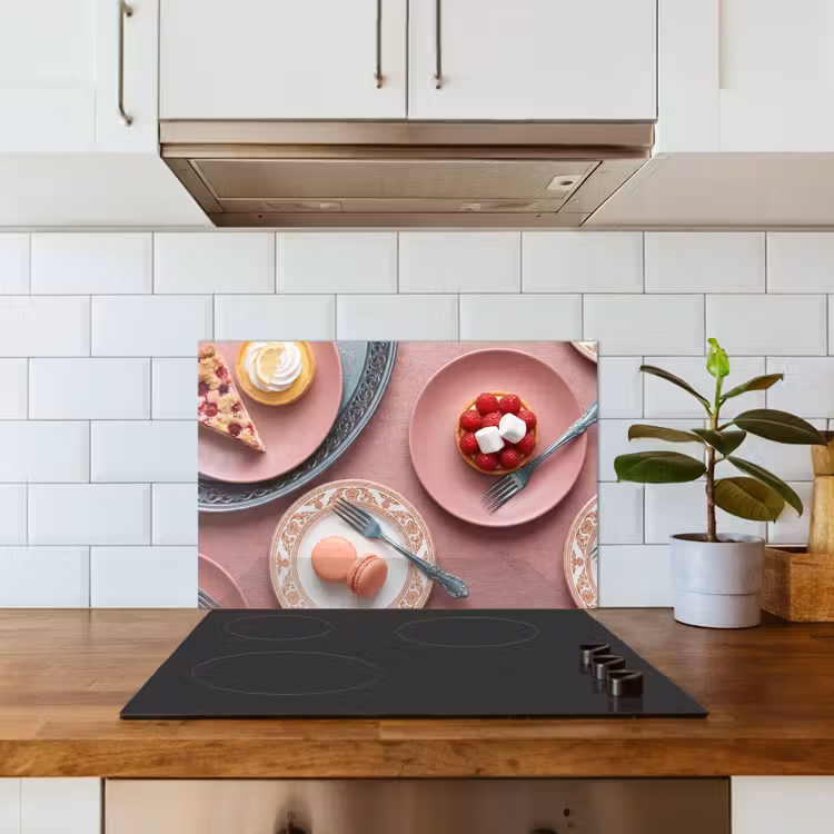 Dessert - Taart - Gebak - Zoet - Roze keuken achterwand spatscherm klein -sfeer2