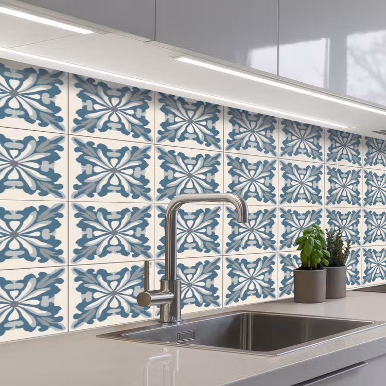 Dessin - Tegel - Blauw keuken achterwand 2 middel 871 -3d_schuin